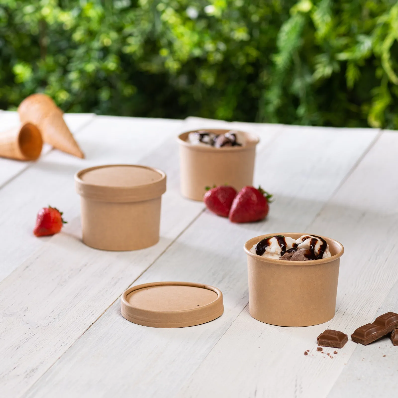 12 oz. Paper Food Containers With Vented Lids, To Go Hot Soup Bowls, Disposable Ice Cream Cups, Kraft