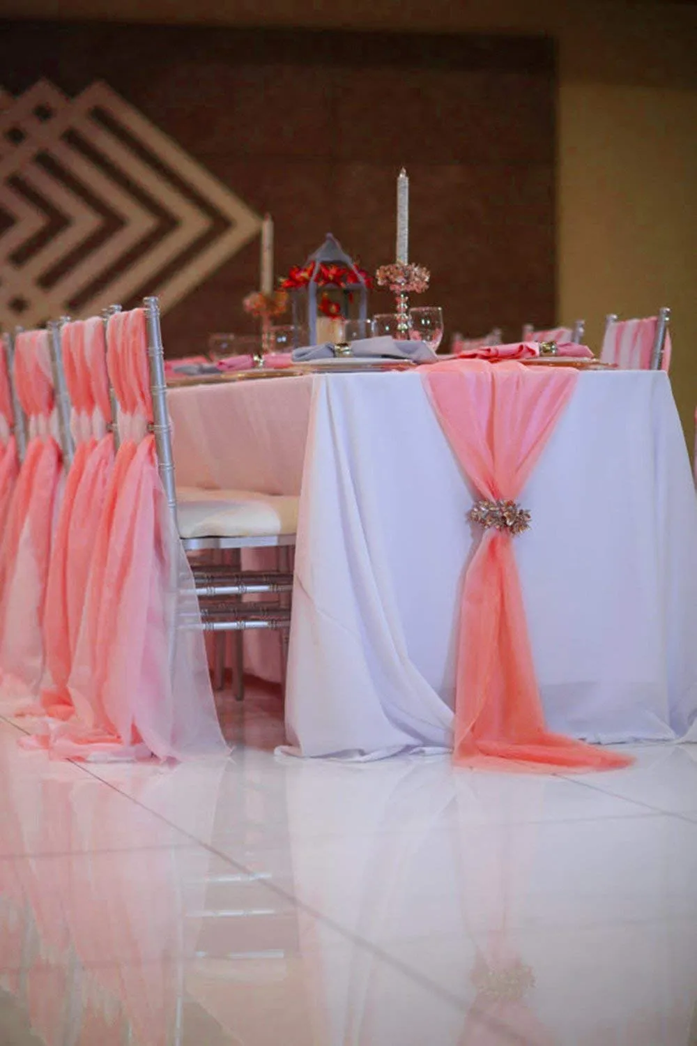 14" Wide Extra Long, Chiffon Wedding Table Runner