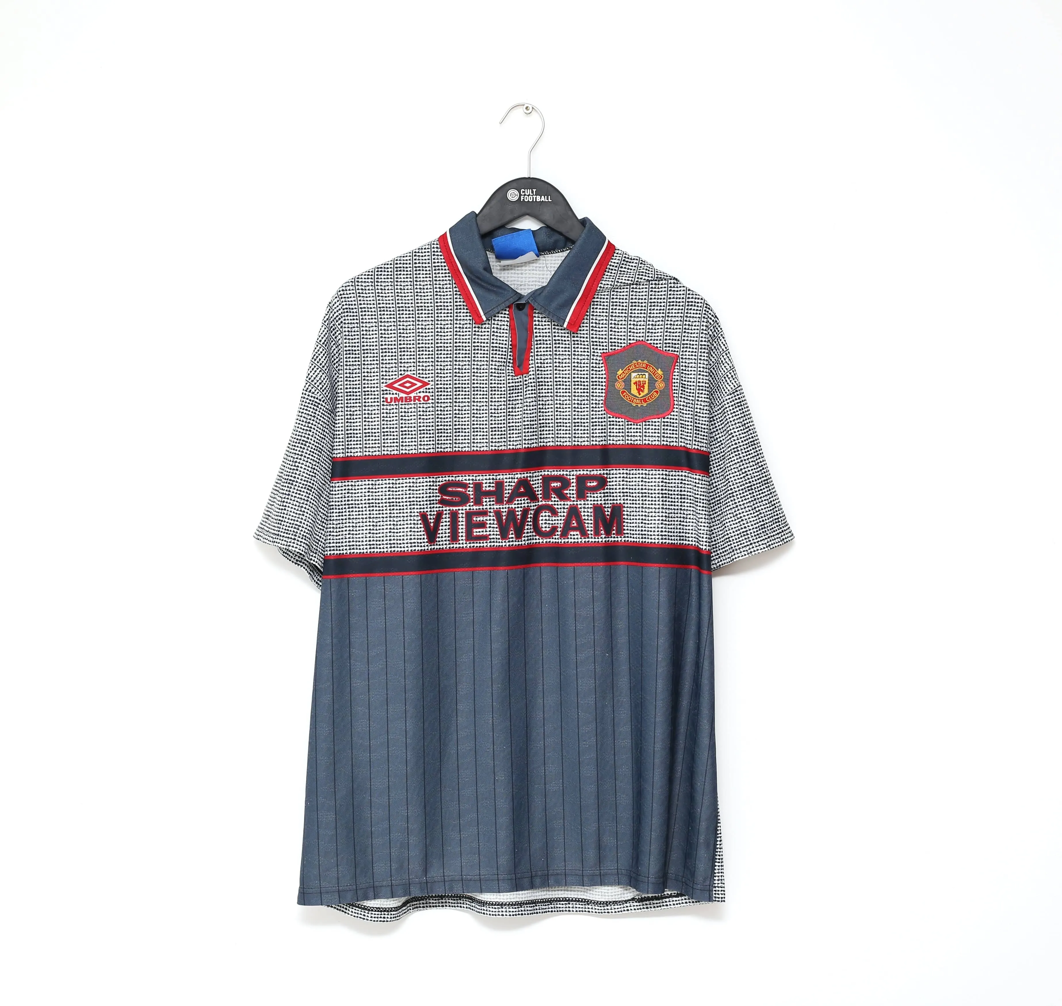 1995/96 CANTONA #7 Manchester United Vintage Umbro Away Football Shirt (XL)