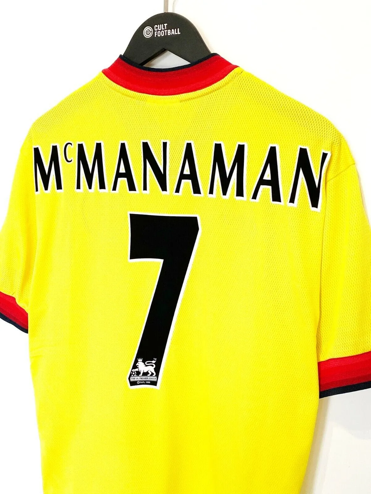 1997/99 McMANAMAN #7 Liverpool Vintage Reebok Away Football Shirt Jersey (S)
