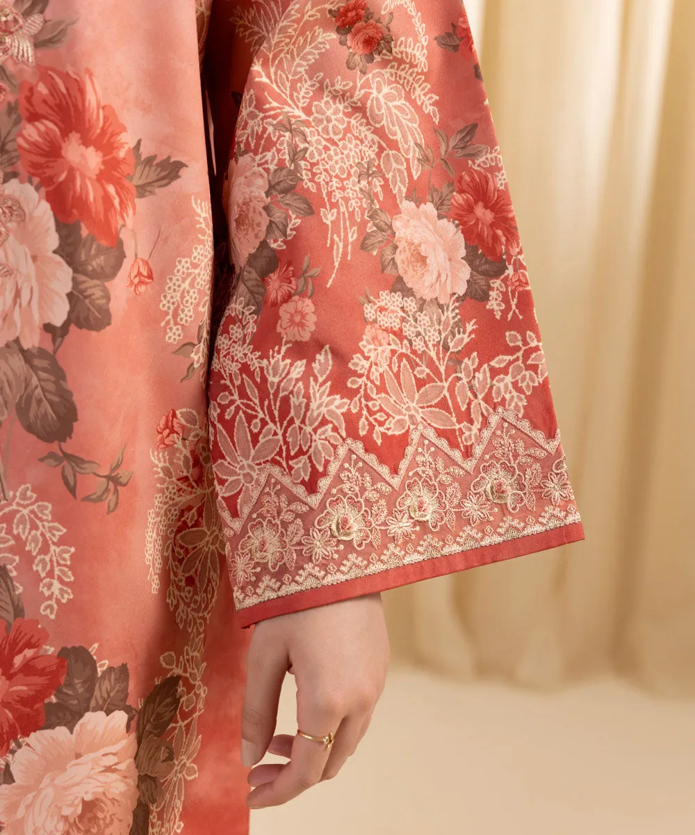 3 Piece -  Embroidered Silk Suit