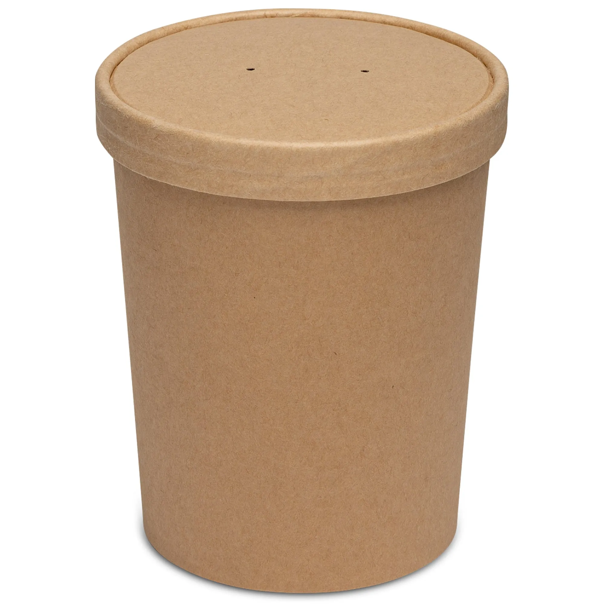 32 oz. Paper Food Containers With Vented Lids, To Go Hot Soup Bowls, Disposable Ice Cream Cups, Kraft - 25 Sets