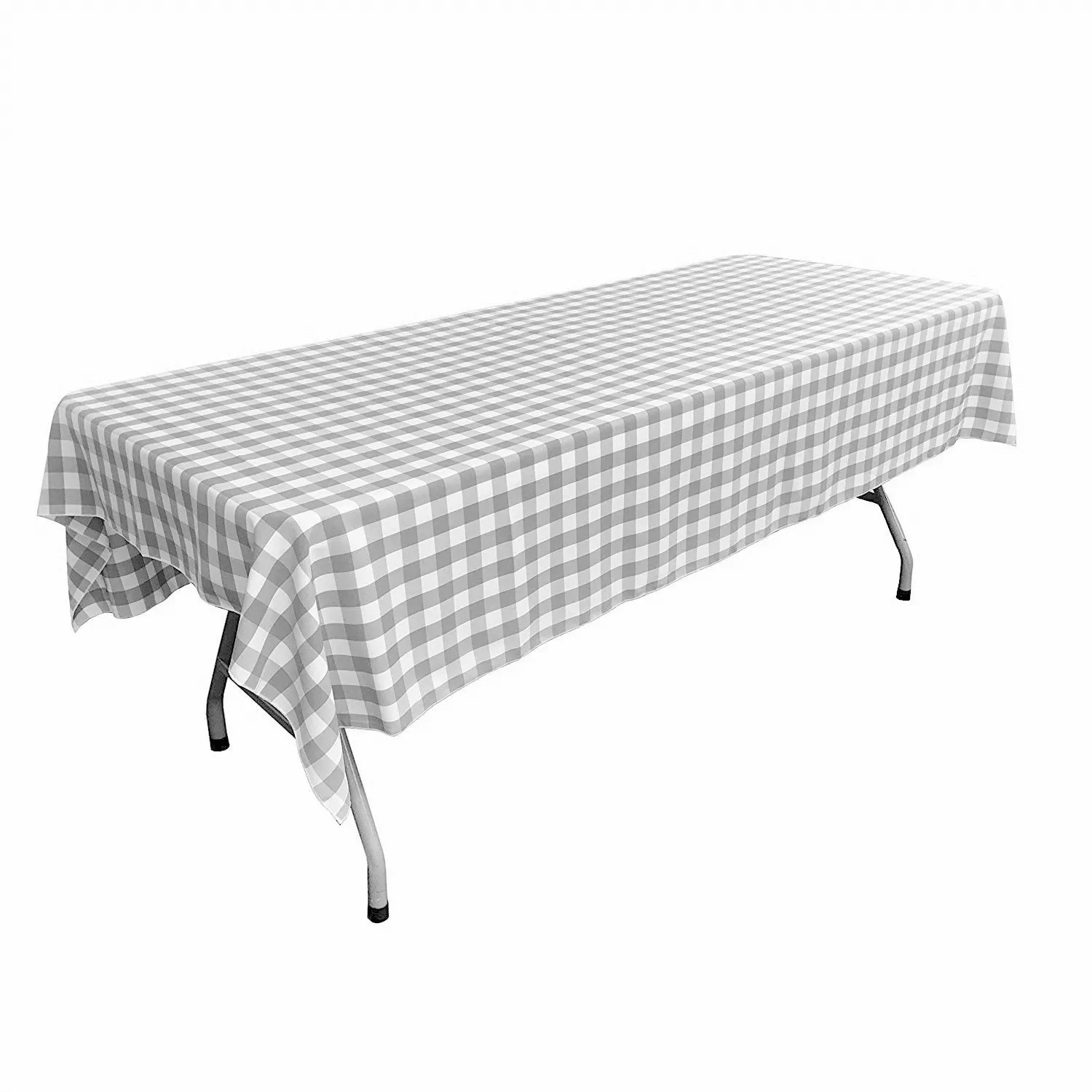 60" Wide x 120" Long Rectangular Polyester Poplin Gingham Checkered Tablecloth