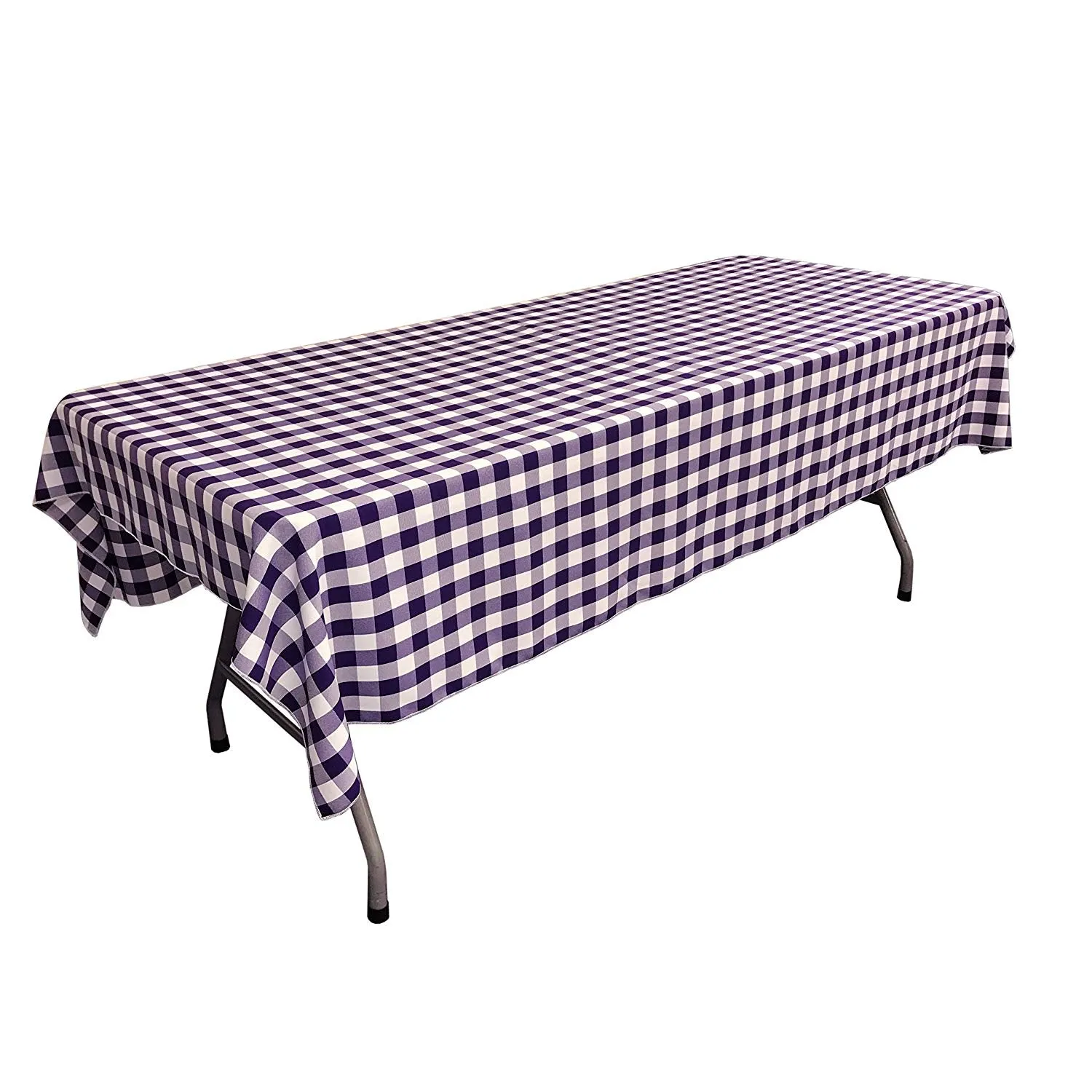 60" Wide x 120" Long Rectangular Polyester Poplin Gingham Checkered Tablecloth