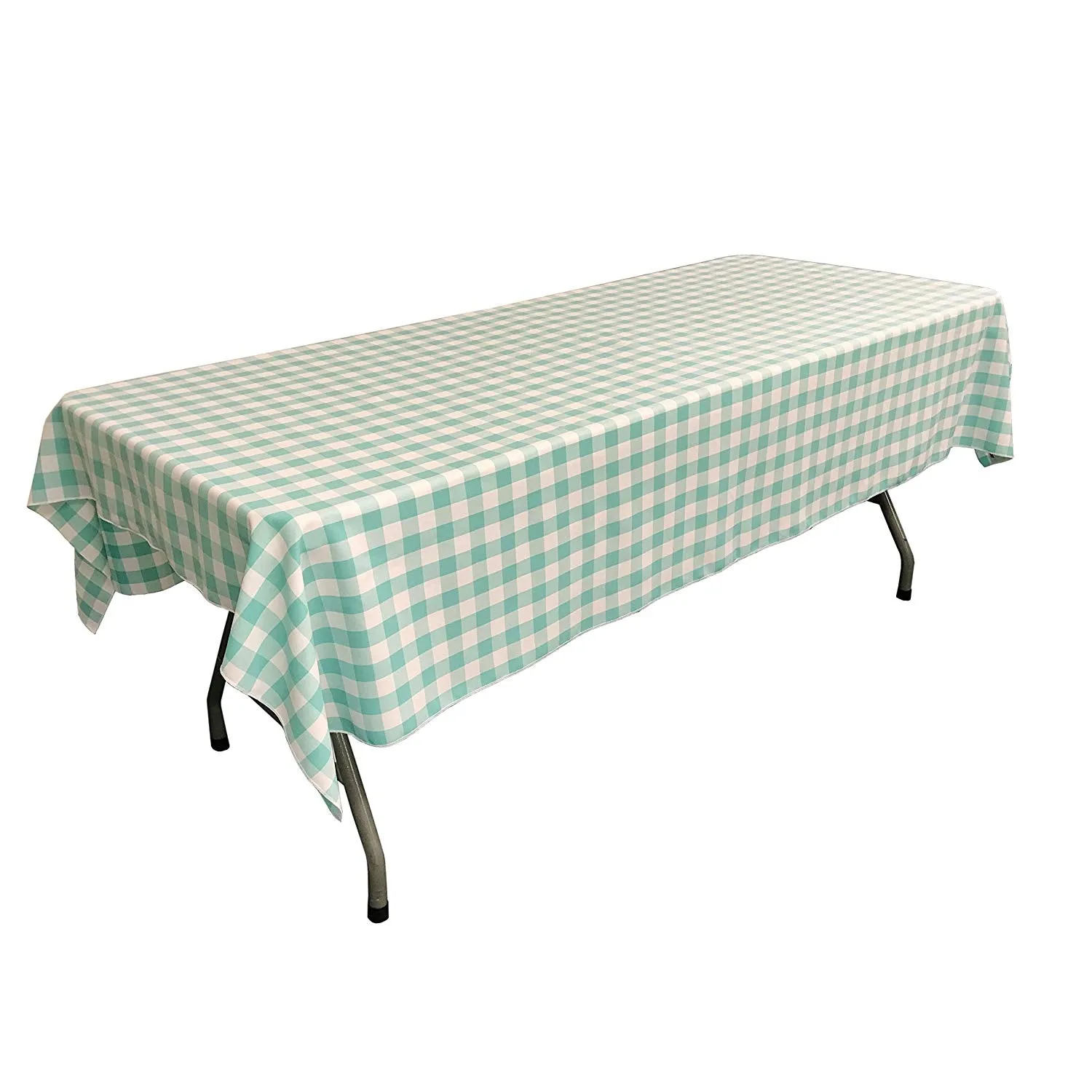 60" Wide x 120" Long Rectangular Polyester Poplin Gingham Checkered Tablecloth