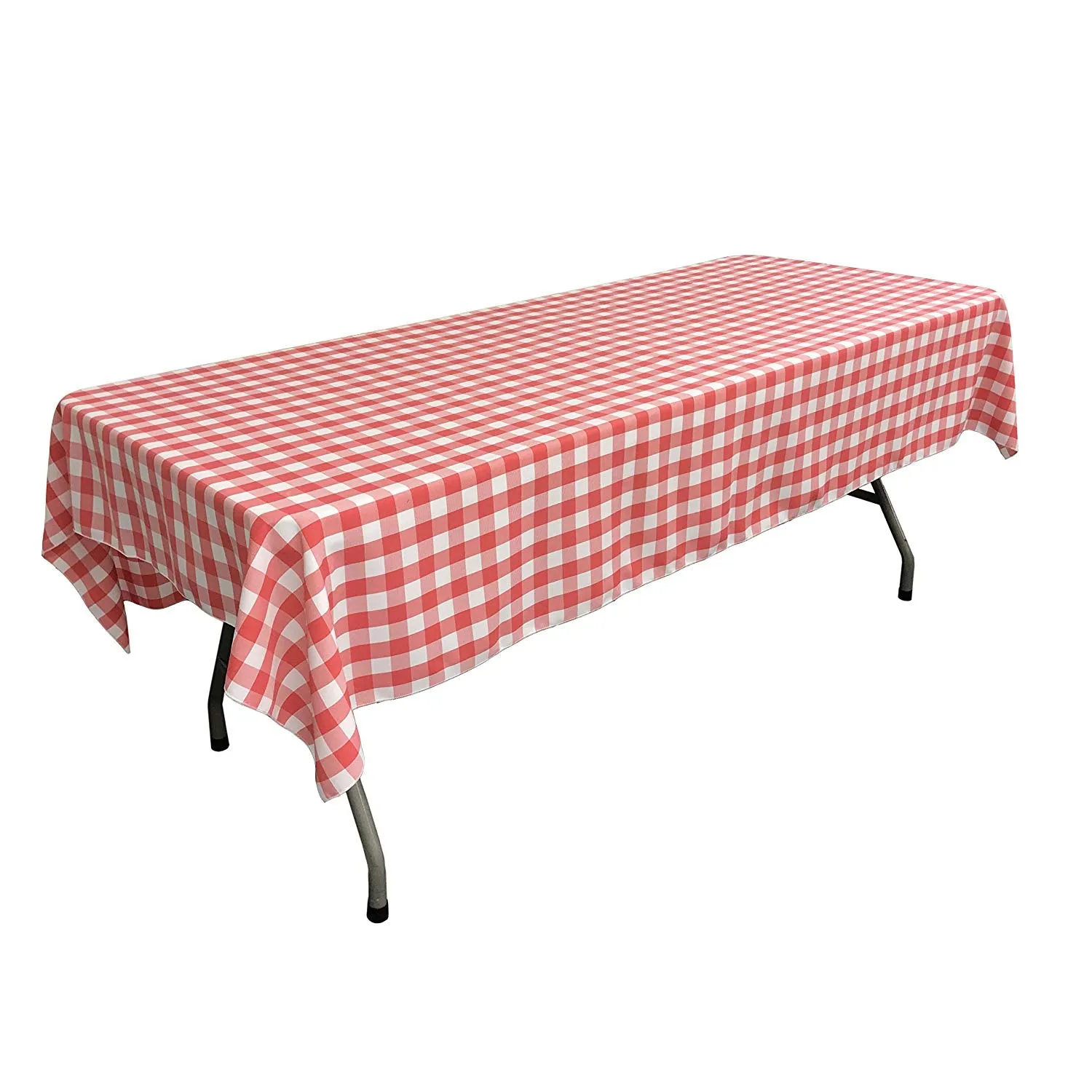 60" Wide x 120" Long Rectangular Polyester Poplin Gingham Checkered Tablecloth