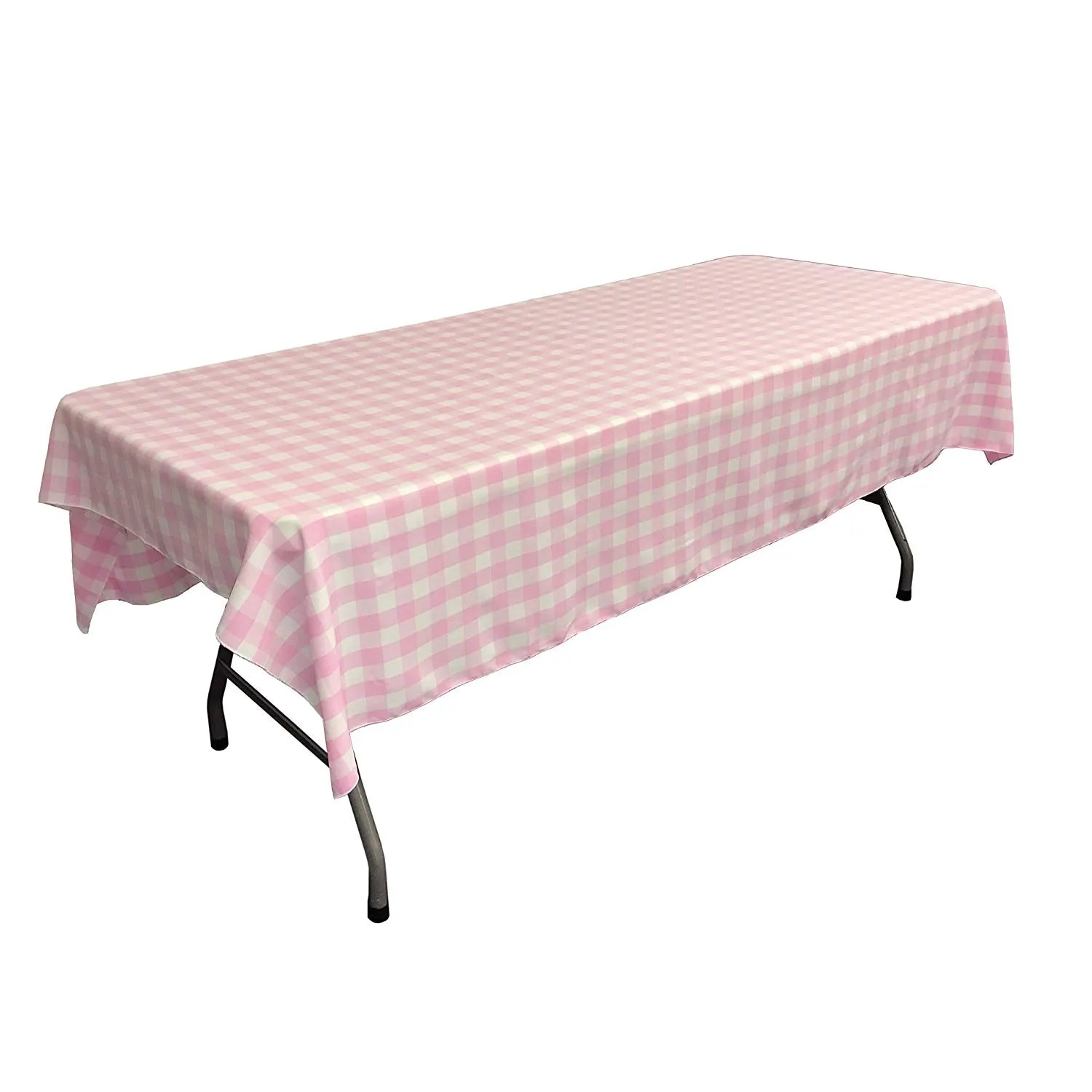 60" Wide x 120" Long Rectangular Polyester Poplin Gingham Checkered Tablecloth