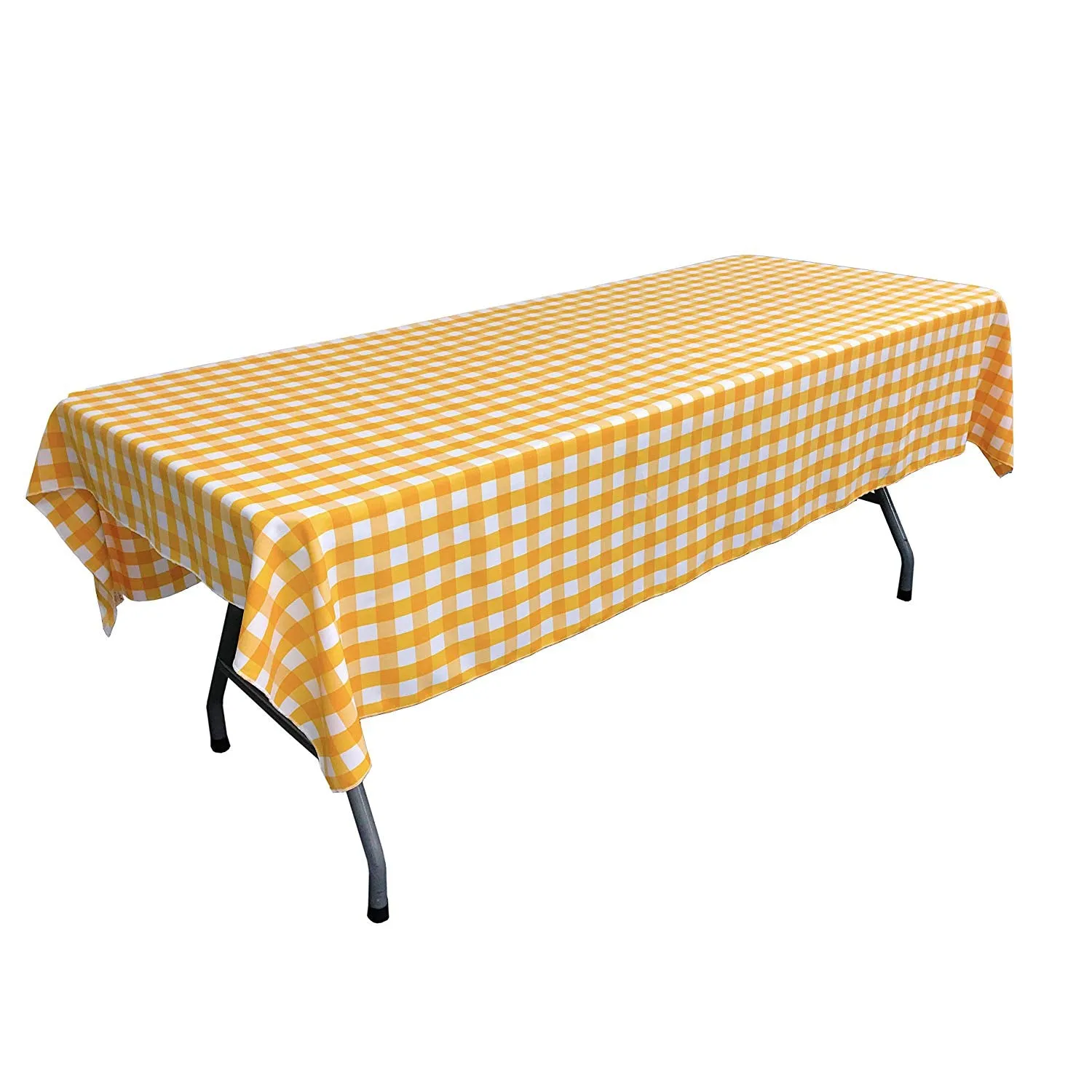 60" Wide x 120" Long Rectangular Polyester Poplin Gingham Checkered Tablecloth