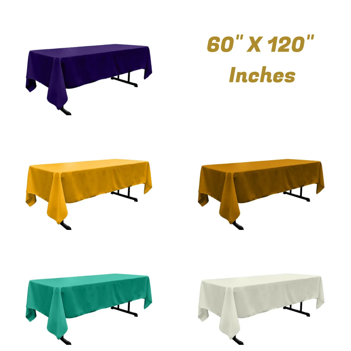 60" X 120" Rectangular Polyester Poplin Tablecloth