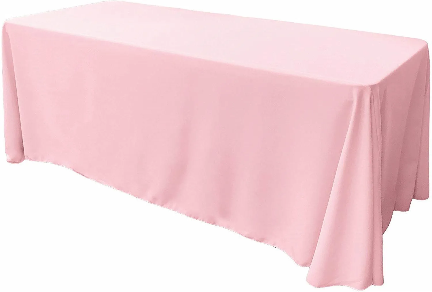 90" Wide by 120" Long Rectangular Polyester Poplin Seamless Tablecloth - Rounded Corners