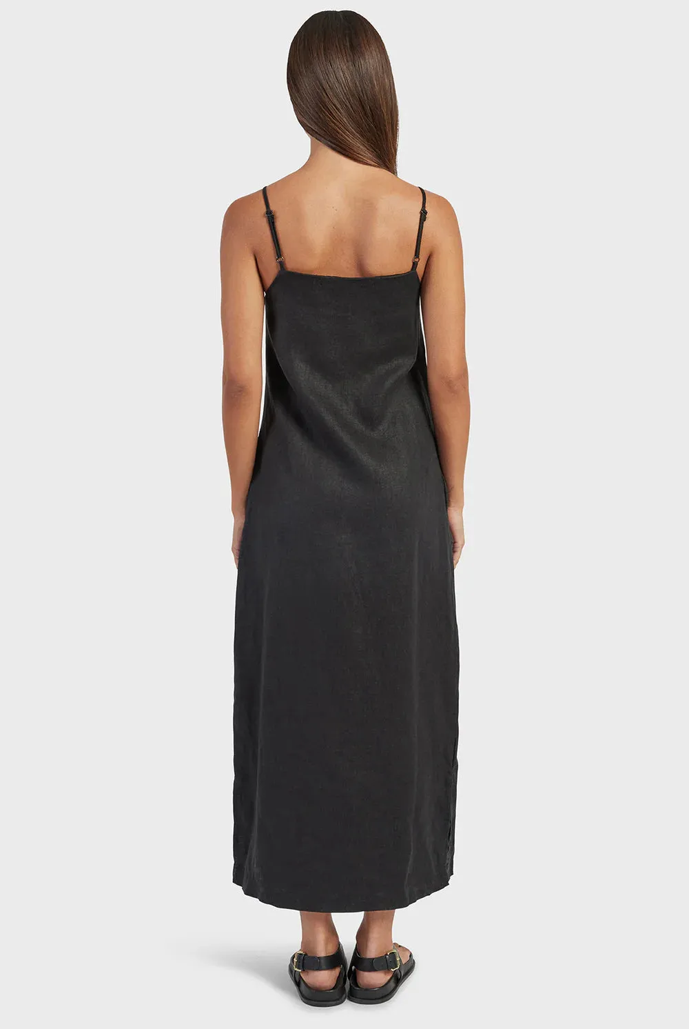 ACADEMY BRAND - Essential Linen Slip Dress - Black