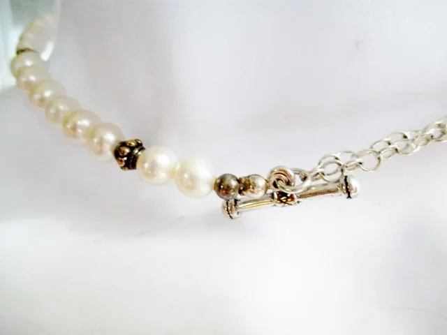 ANGEL OF DREAMS SILVER PENDANT Necklace Rhinestone PROTECTION Charm Pearl