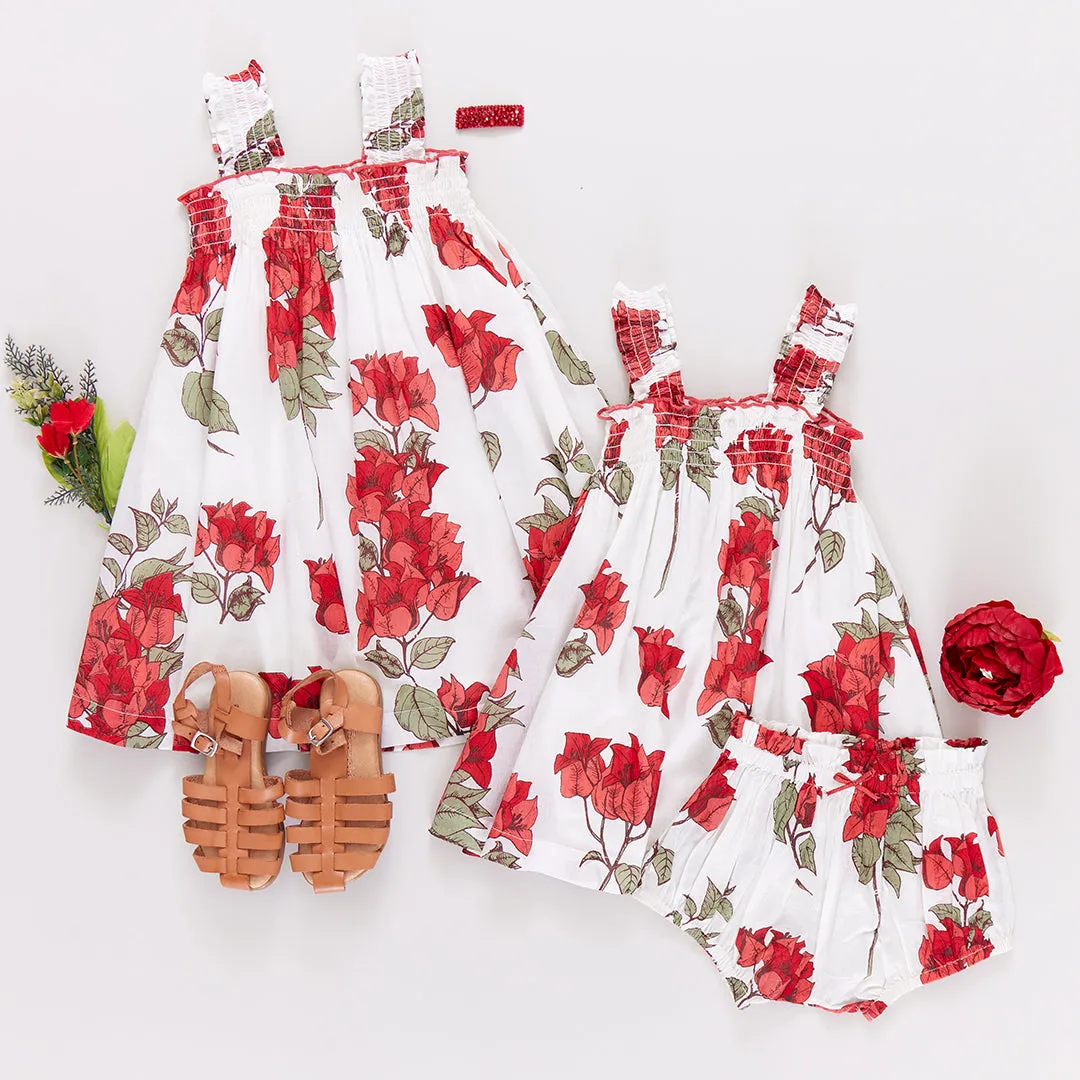 Baby Girls Sofia Dress Set - Red Bougainvillea