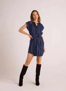 Belted Cap Sleeve Dress - Vintage Navy