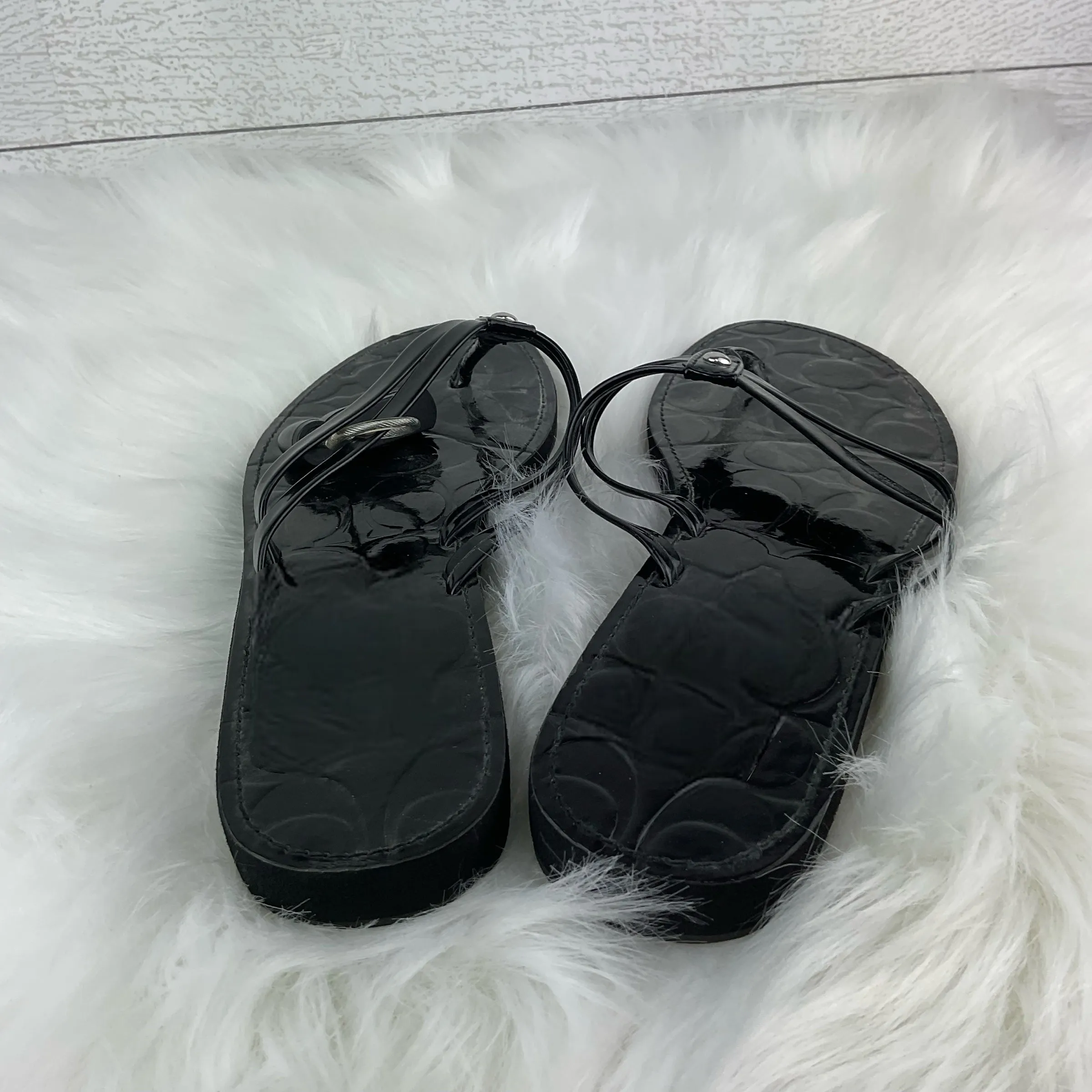 Black Sandals Designer Coach, Size 8.5