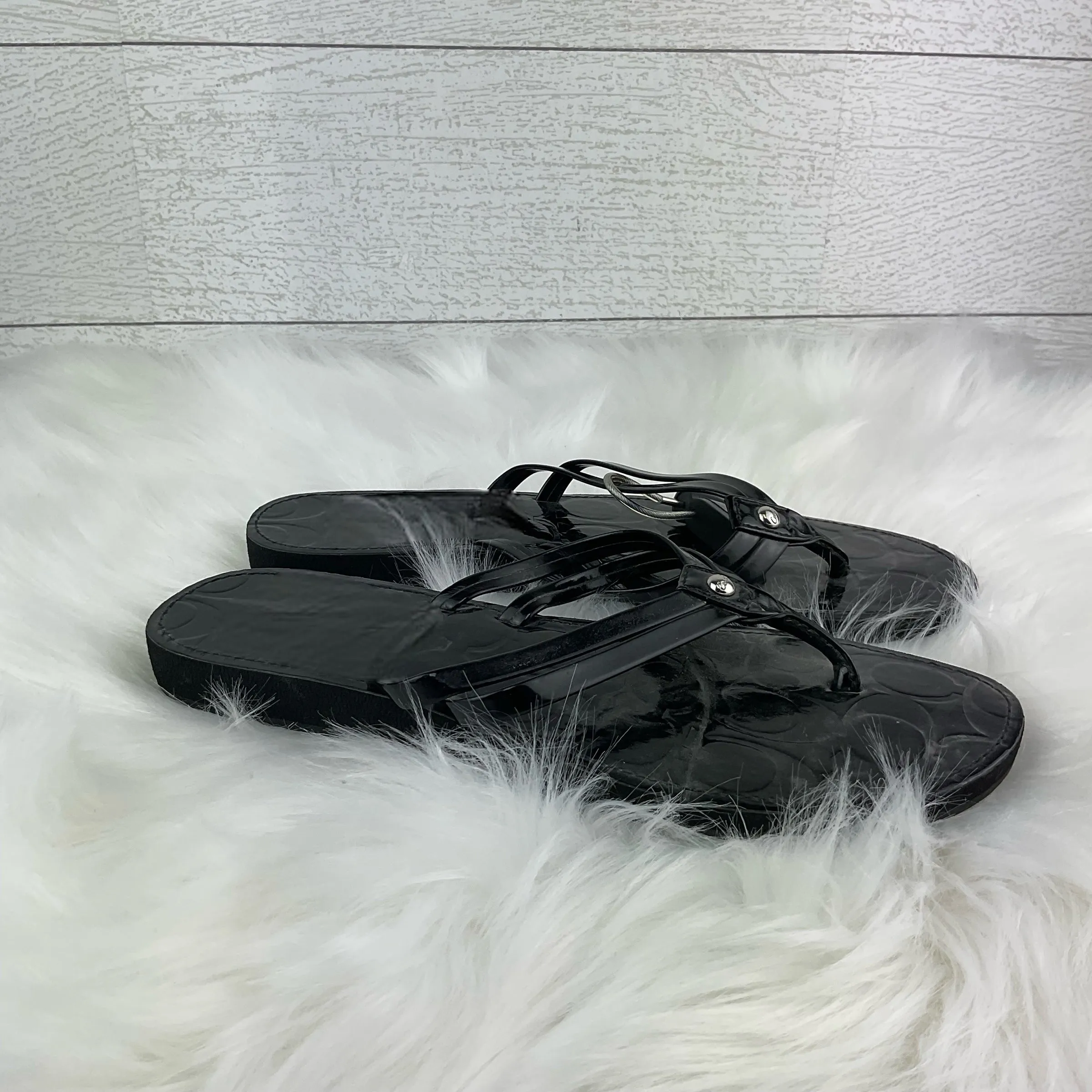 Black Sandals Designer Coach, Size 8.5