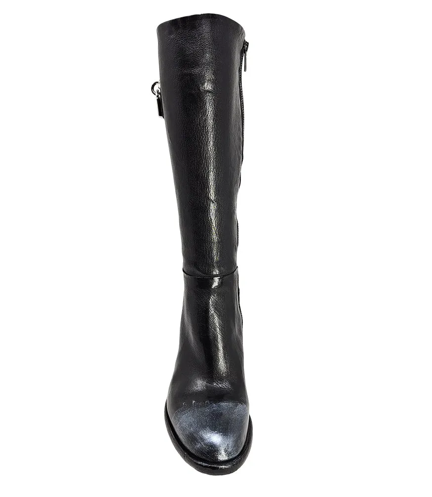 Black Tall Hand Rubbed Lock Boot