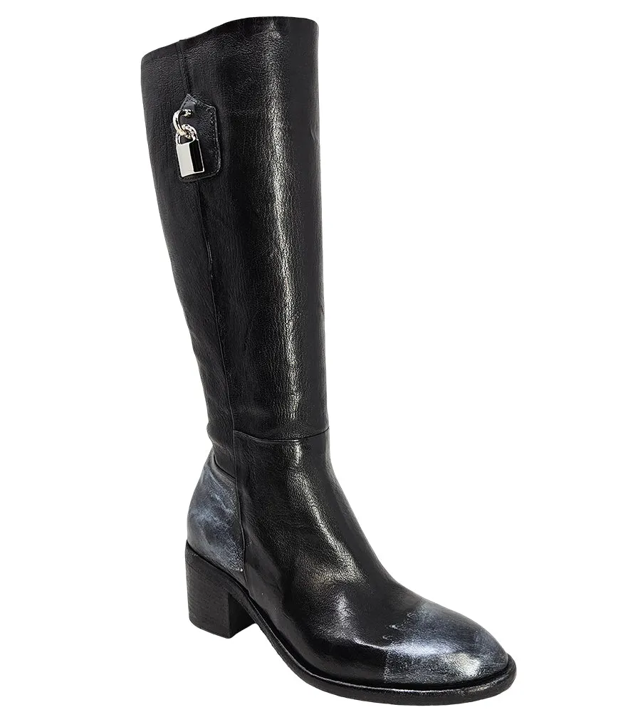 Black Tall Hand Rubbed Lock Boot