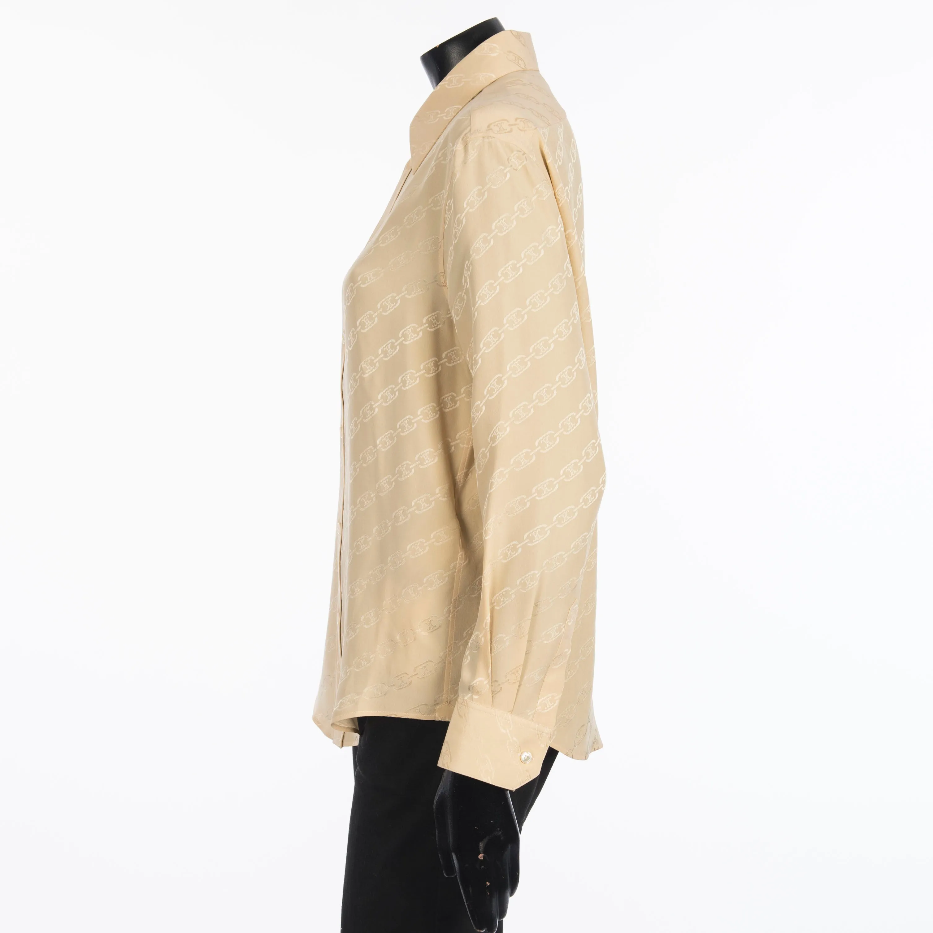 Blouse In Beige Silk " Triomphe Chain" Jacquard