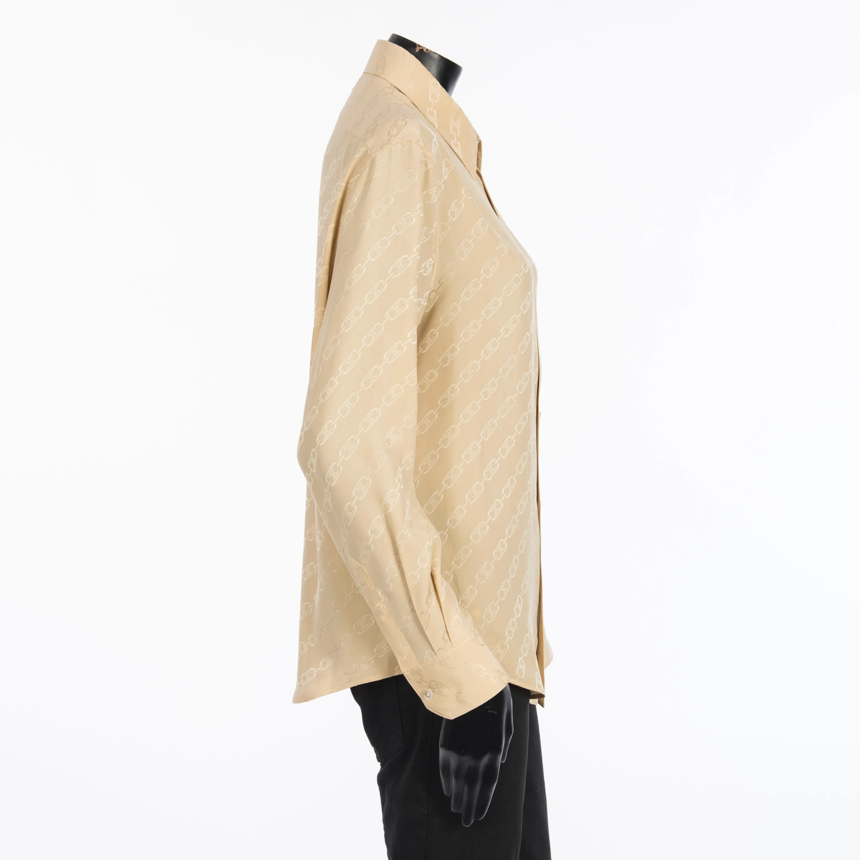 Blouse In Beige Silk " Triomphe Chain" Jacquard