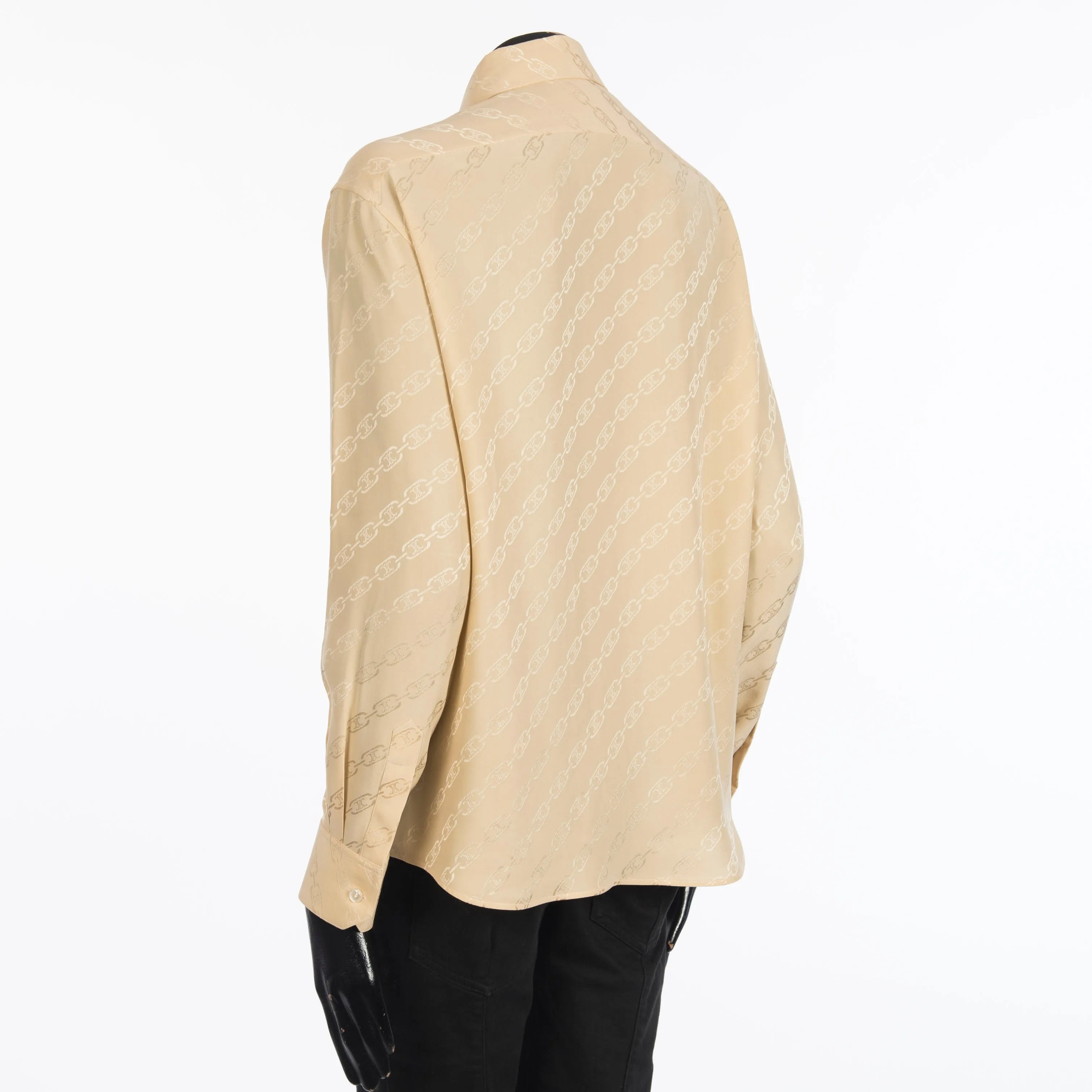 Blouse In Beige Silk " Triomphe Chain" Jacquard