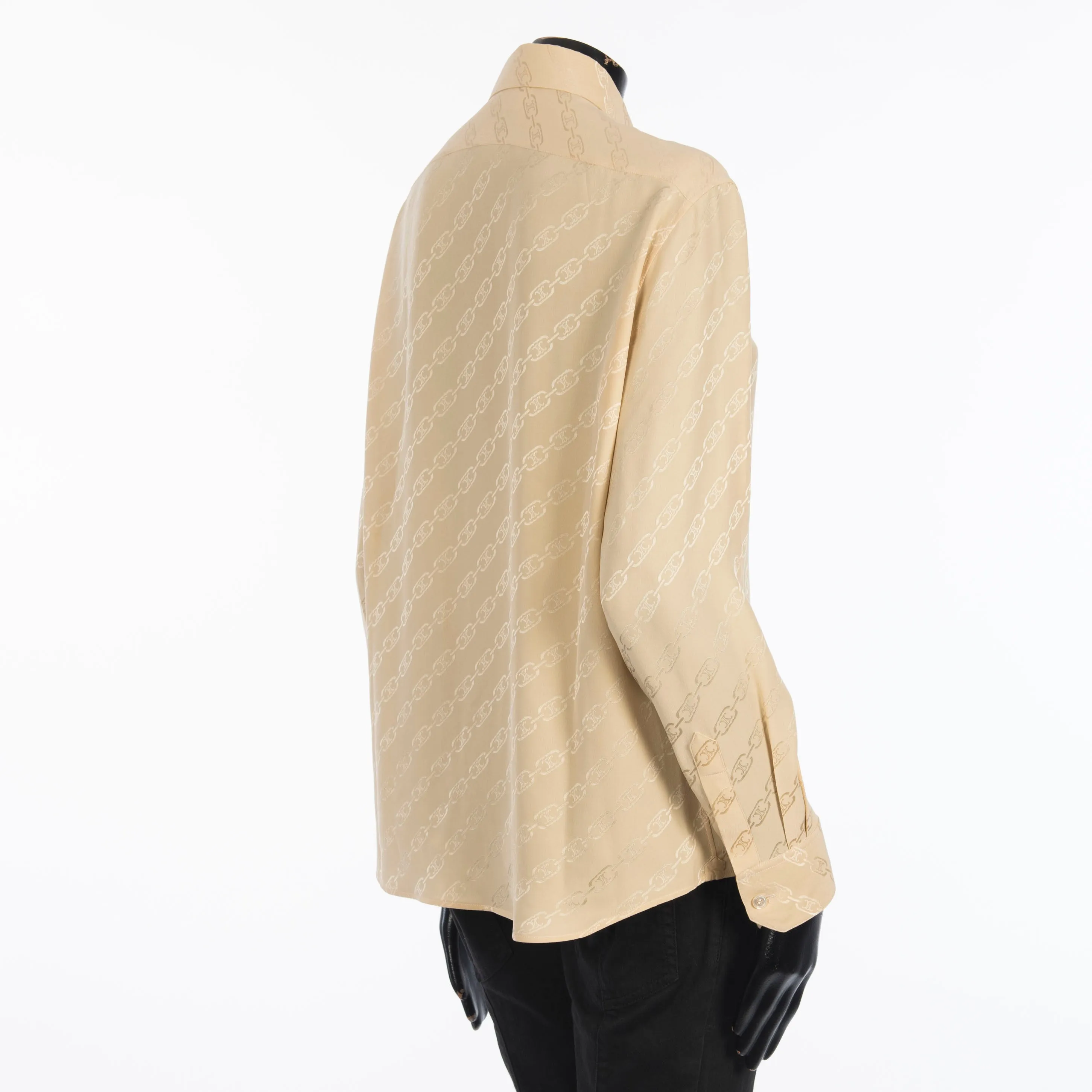 Blouse In Beige Silk " Triomphe Chain" Jacquard