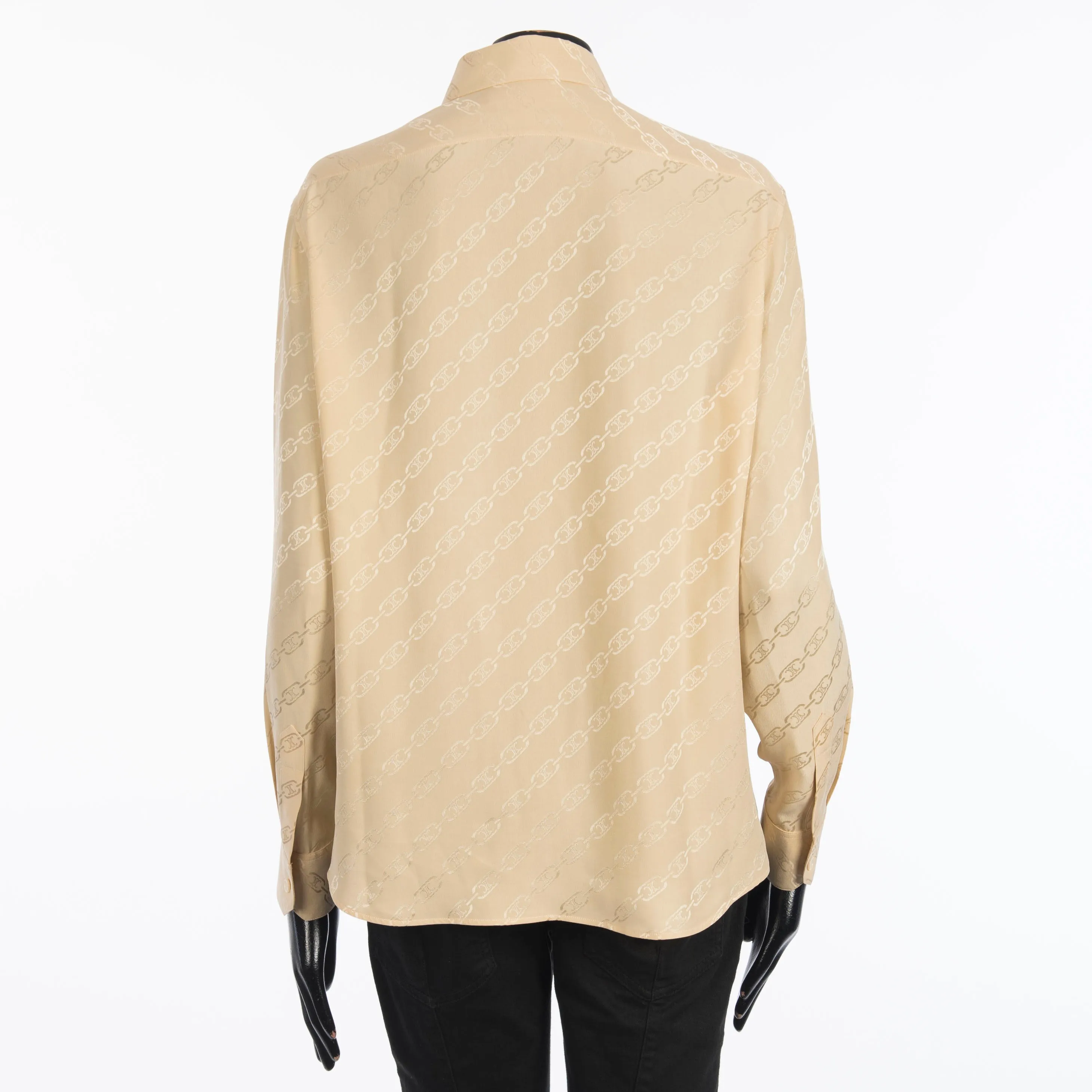 Blouse In Beige Silk " Triomphe Chain" Jacquard