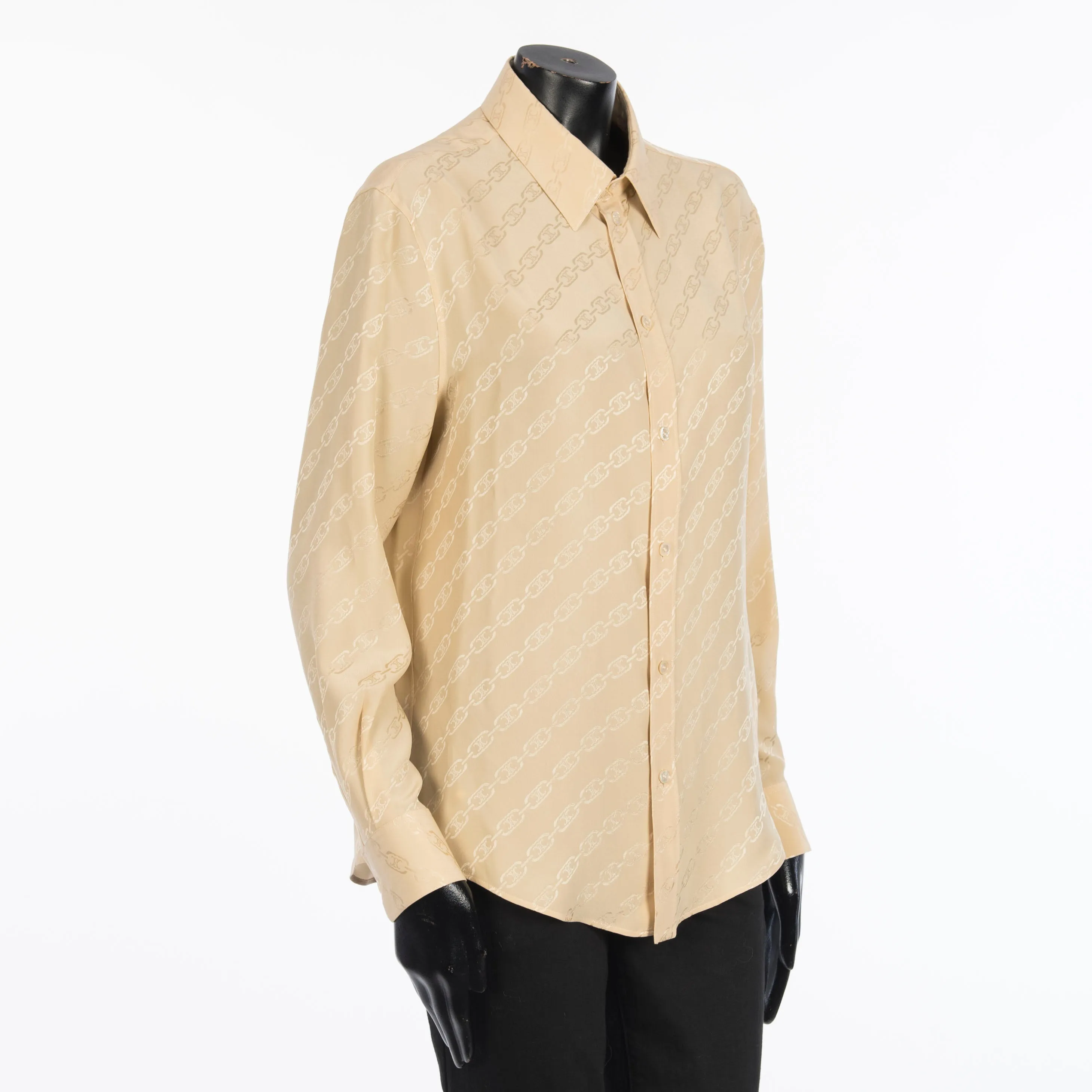 Blouse In Beige Silk " Triomphe Chain" Jacquard