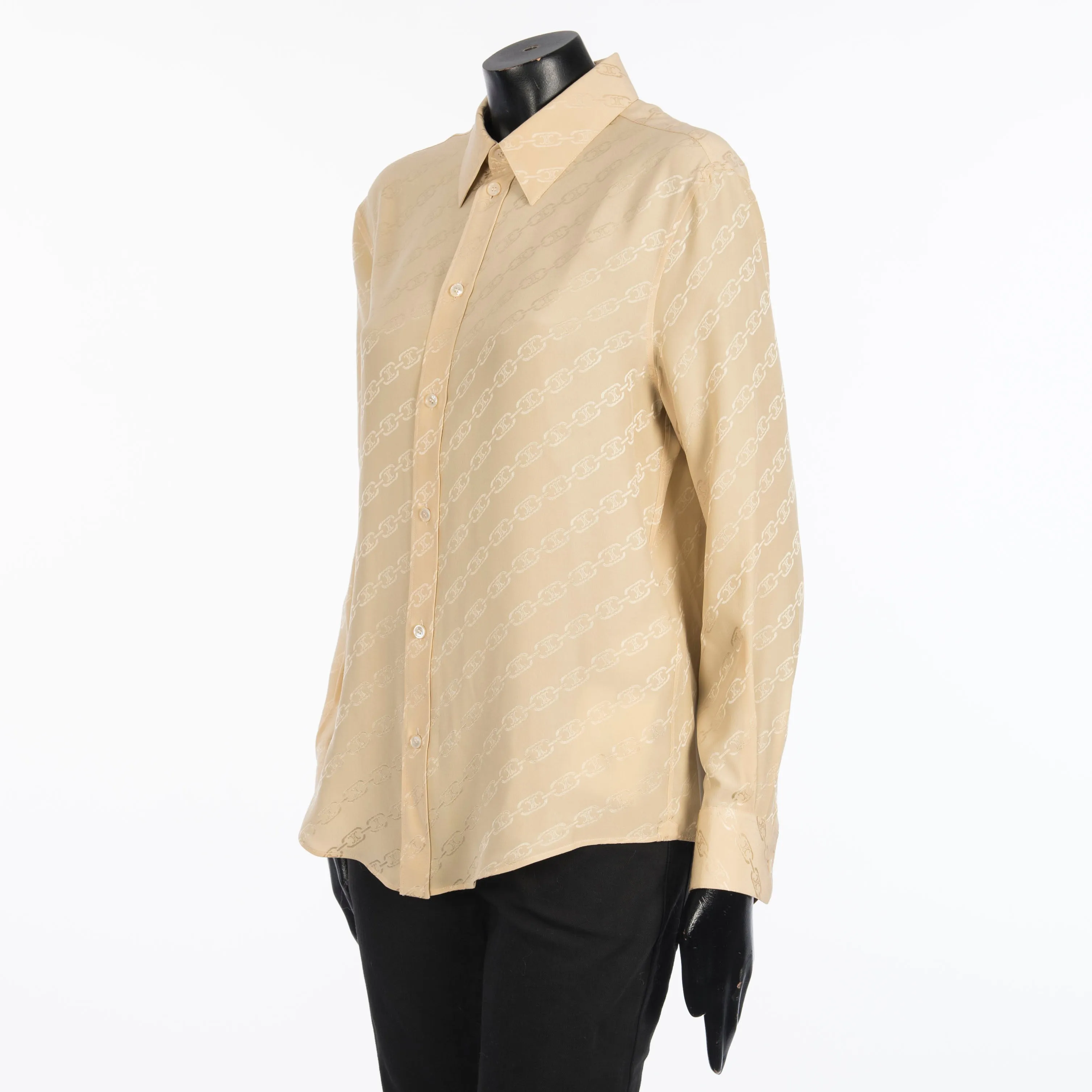Blouse In Beige Silk " Triomphe Chain" Jacquard