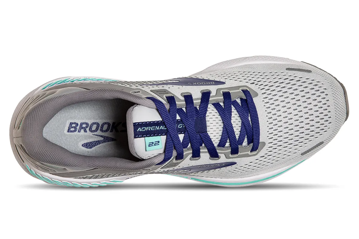 Brooks Adrenaline GTS 22 2E Alloy/blue/green Womens