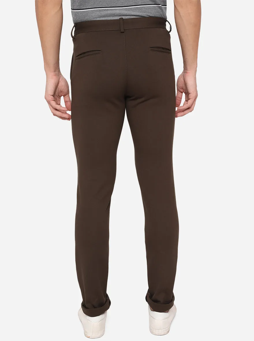 Brown Washed Venice Fit Casual Trouser | JadeBlue