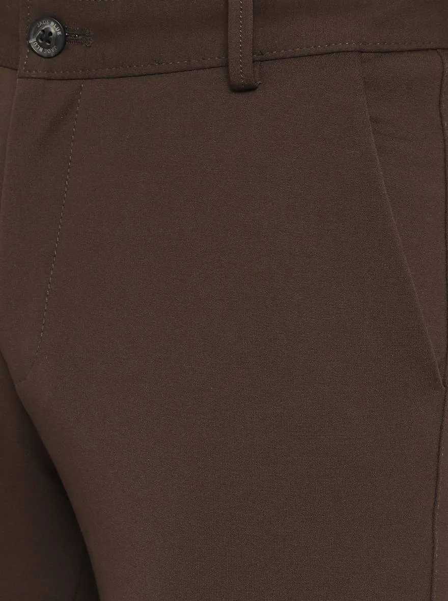 Brown Washed Venice Fit Casual Trouser | JadeBlue