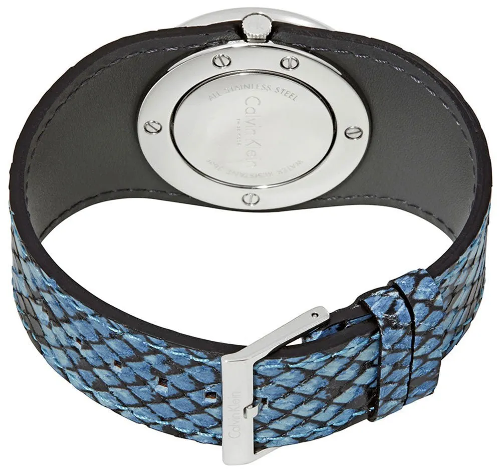 Calvin Klein Spellbound Blue and Black Leather Silver Dial Quartz Womens Watch K5V231V6