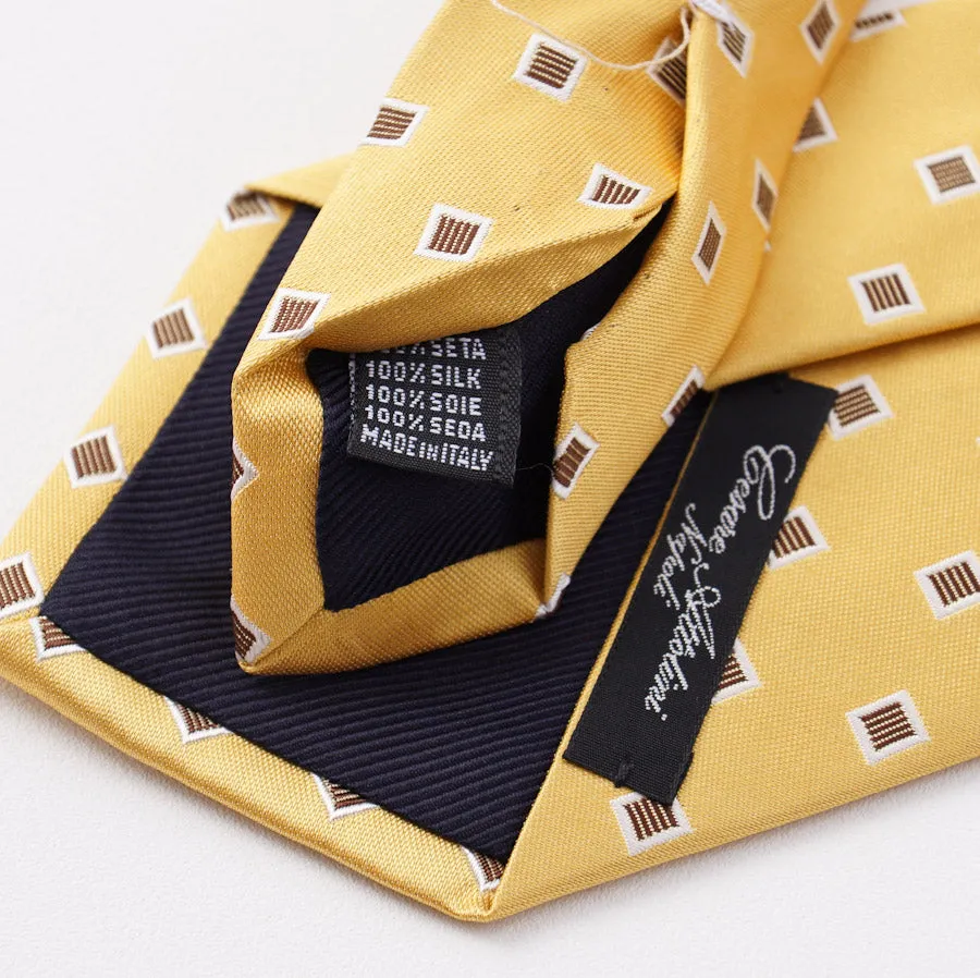 Cesare Attolini Yellow Jacquard Silk Tie