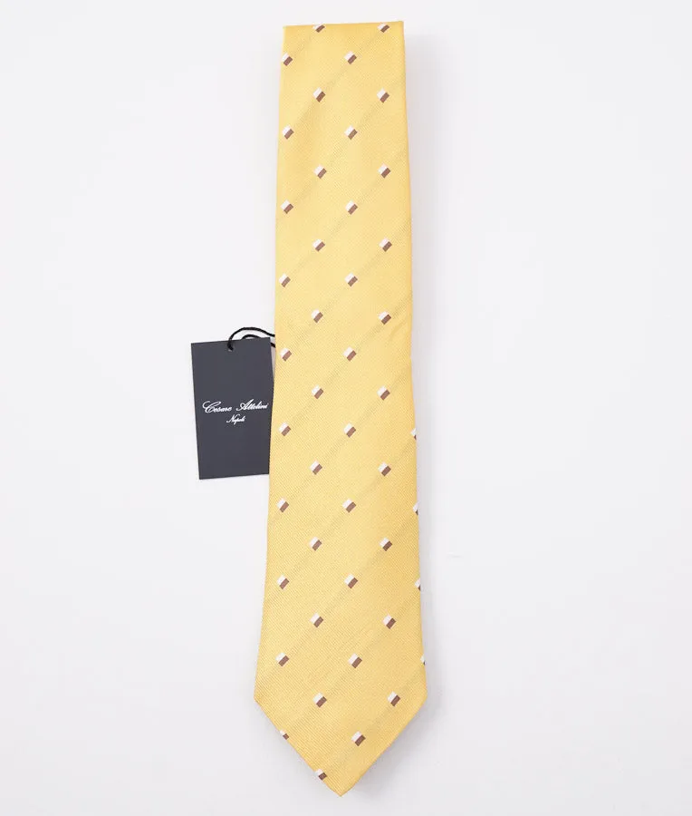 Cesare Attolini Yellow Jacquard Silk Tie
