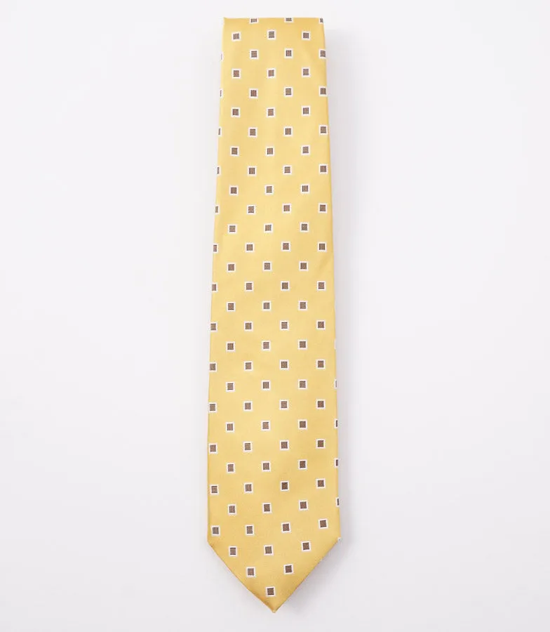 Cesare Attolini Yellow Jacquard Silk Tie