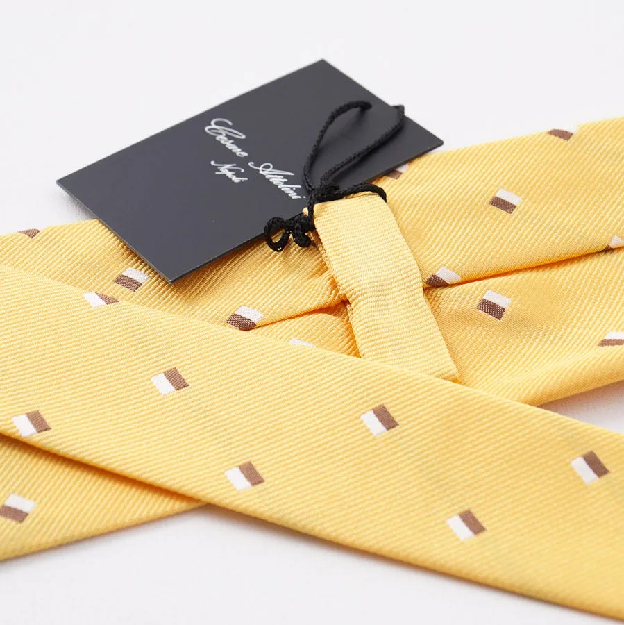 Cesare Attolini Yellow Jacquard Silk Tie