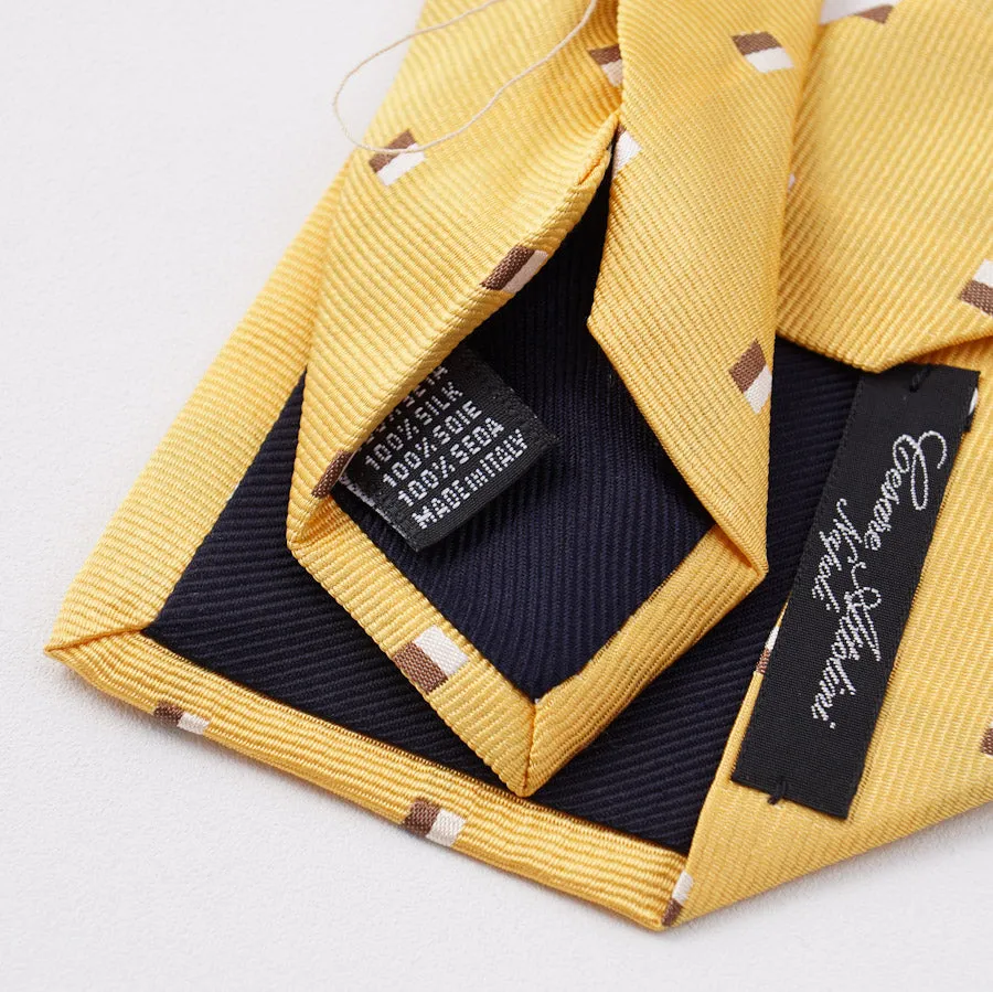 Cesare Attolini Yellow Jacquard Silk Tie