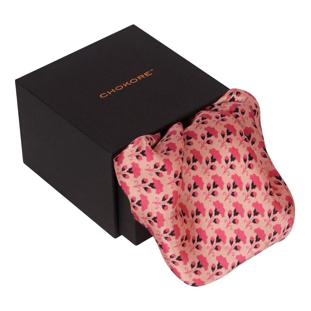 Chokore Pink Silk Pocket Square - Indian At Heart line