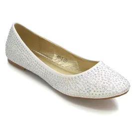 CINDERELLA SPARKLY CRYSTAL DIAMANTE FLAT PUMPS BRIDAL BALLERINA SHOES IN IVORY SATIN