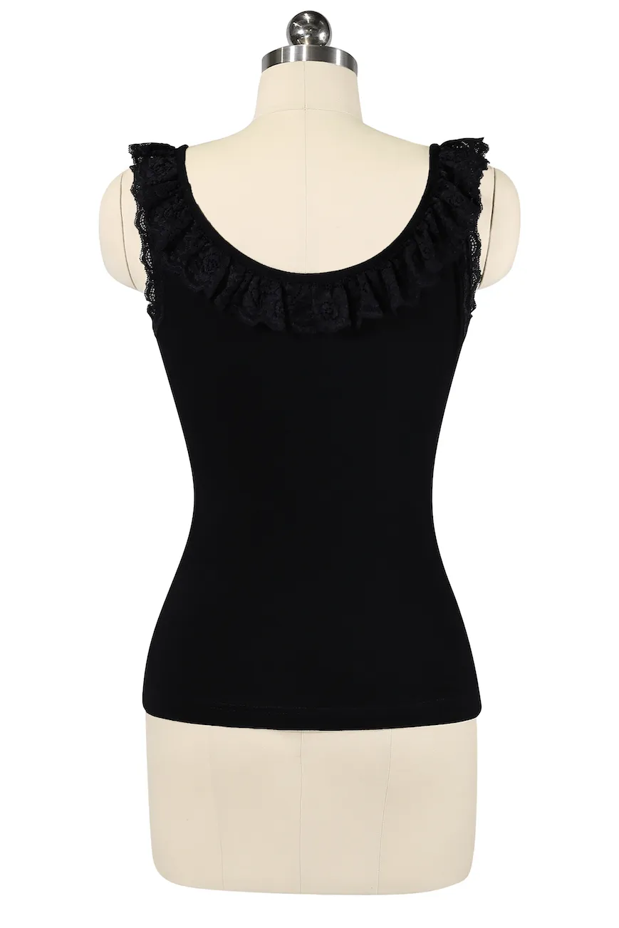 D'Amour Follies Madam Ruffle Singlet (Black)