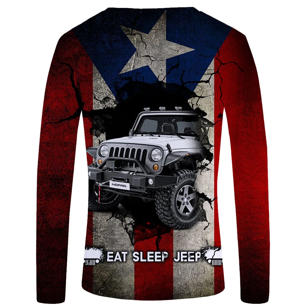 Eat Sleep Jeep Flag - Puerto Rico UPF 50  Long Sleeve Shirt