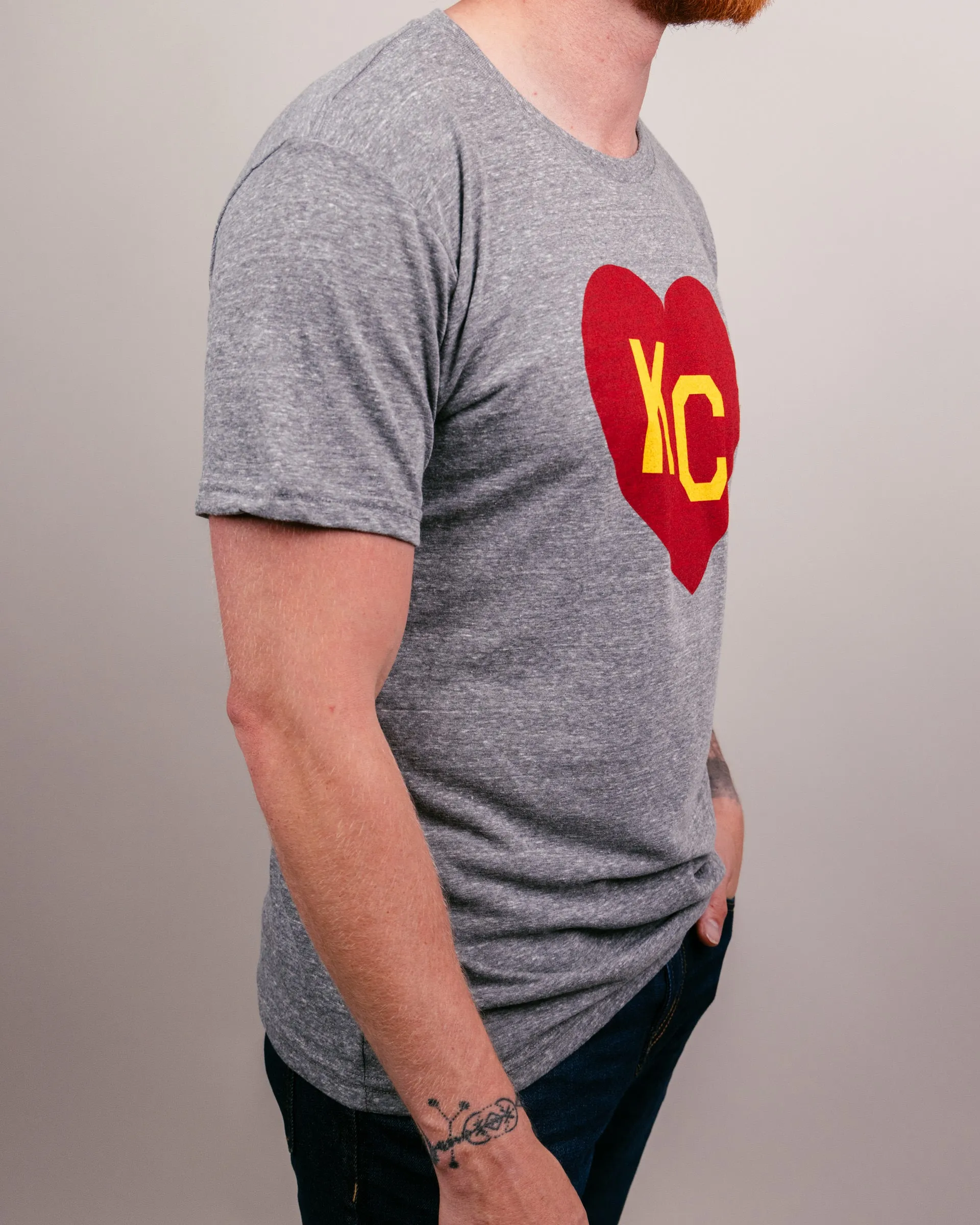 Grey & Red KC Heart Vintage T-Shirt