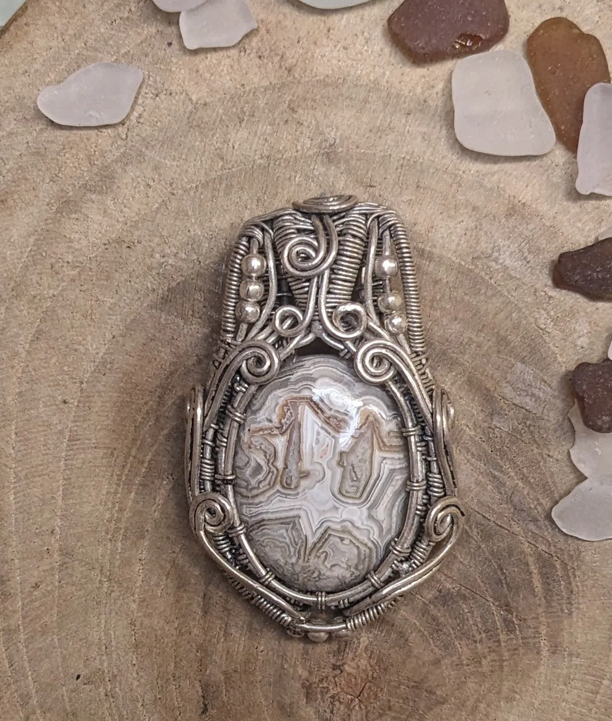 Grounding Protection Crazy Lace Agate Pendant