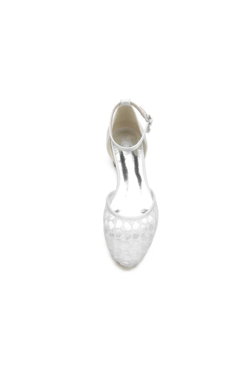 Ivory Lace Flats with Ankle Strap