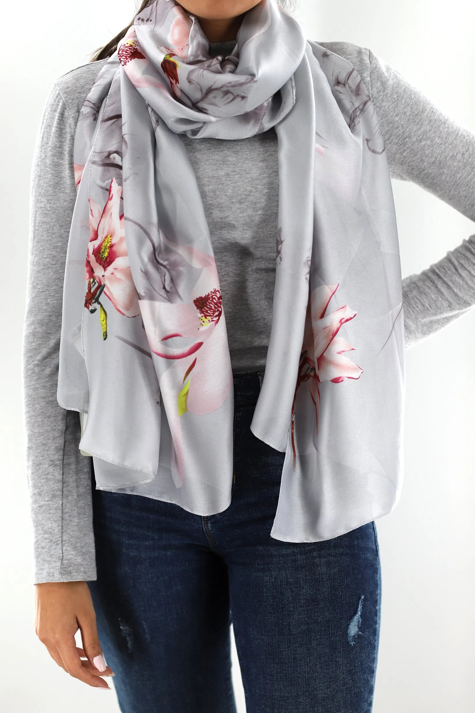 Lilac Floral Print Scarf by La Fiorentina -  Available in multiple colors