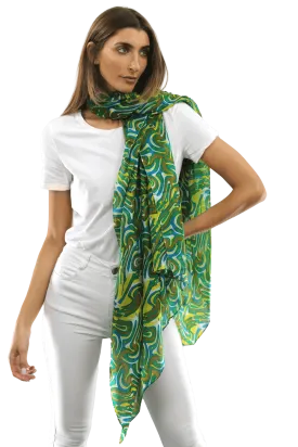 Multicolor Swirl Scarf - Green