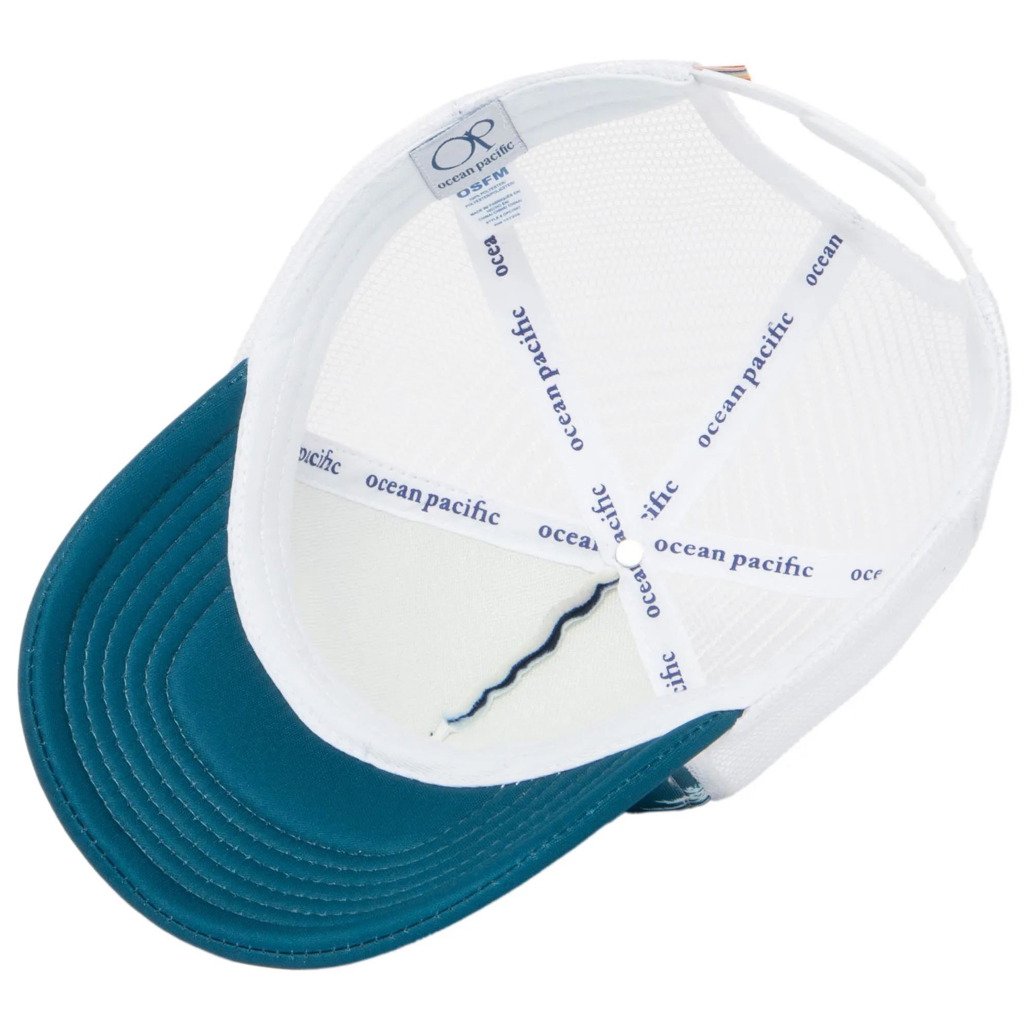 Ocean Pacific - 5 Panel Trucker Hat with White Palm Tree Print