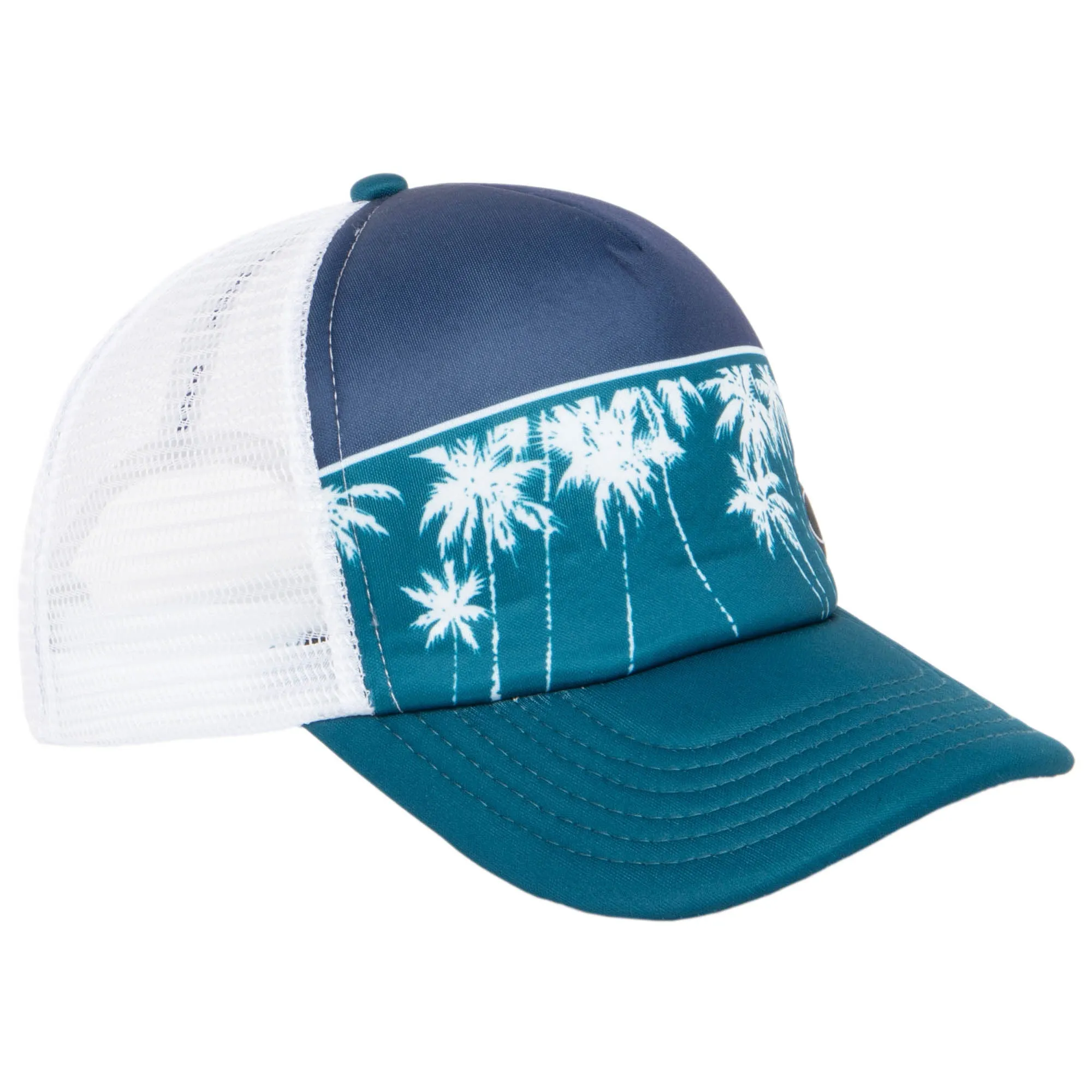 Ocean Pacific - 5 Panel Trucker Hat with White Palm Tree Print