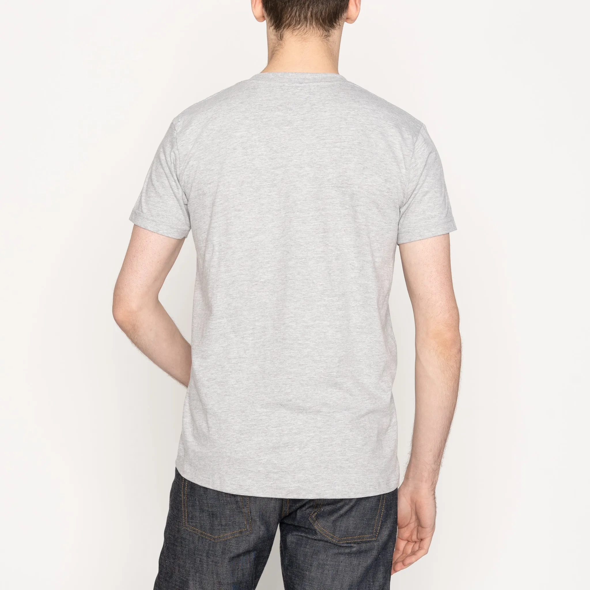 Pocket Tee - Heather Grey - Kimono Flowers